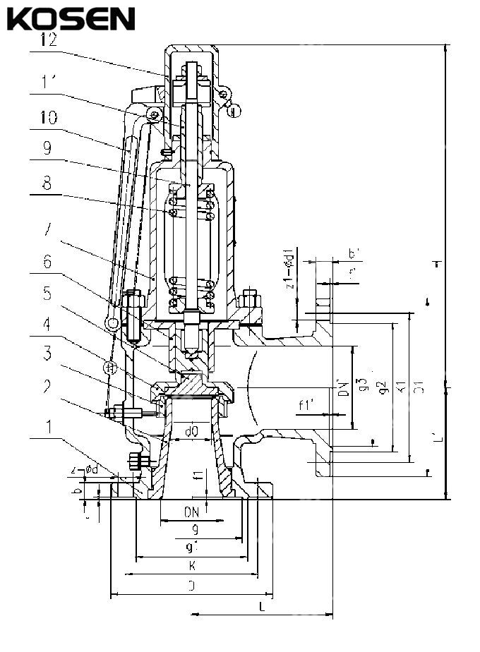 Lever Safety Valve Structural Diagram