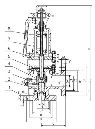 Structural Diagram of Spring Loaded, Full Lift Safety Valve with Radiator