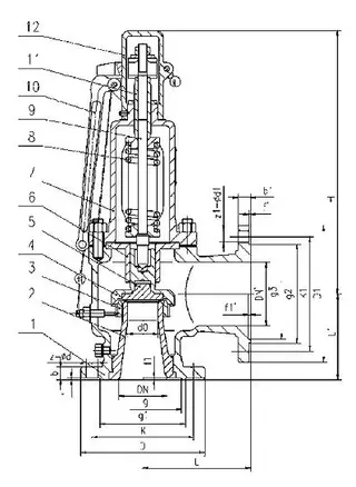 Structural Diagram of Full Lift Spring Safety Valve with Lever