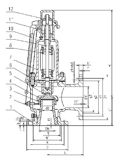 Structural Diagram of Full Lift Spring Safety Valve with Lever
