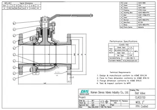 Fluorine Lined Ball Valve Technical Drawing