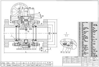 Trunnion Ball Valve Tech Drawing