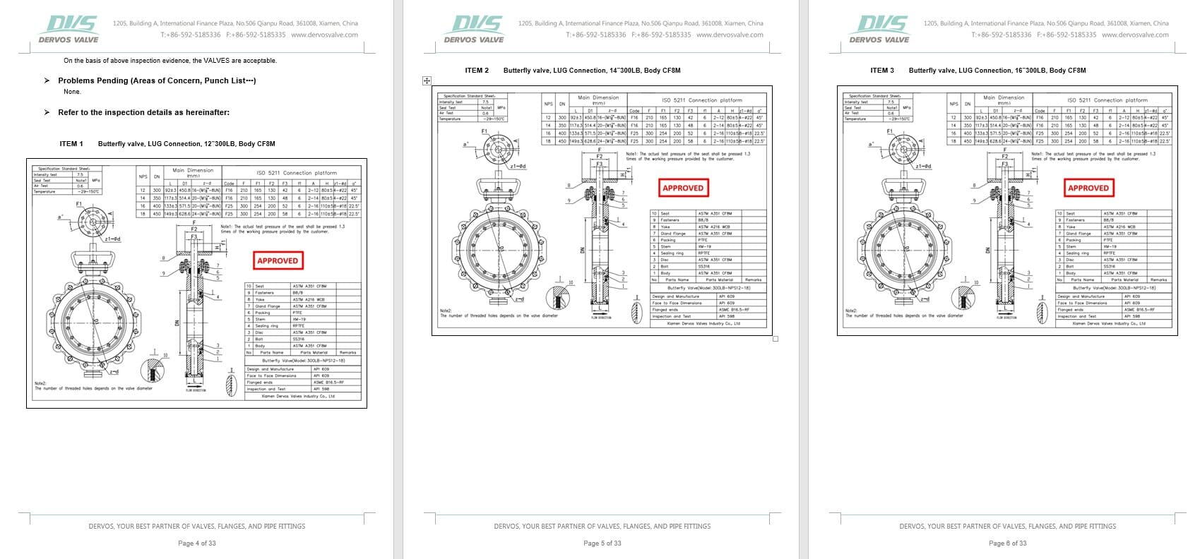 Inspection Report for Butterfly Valve