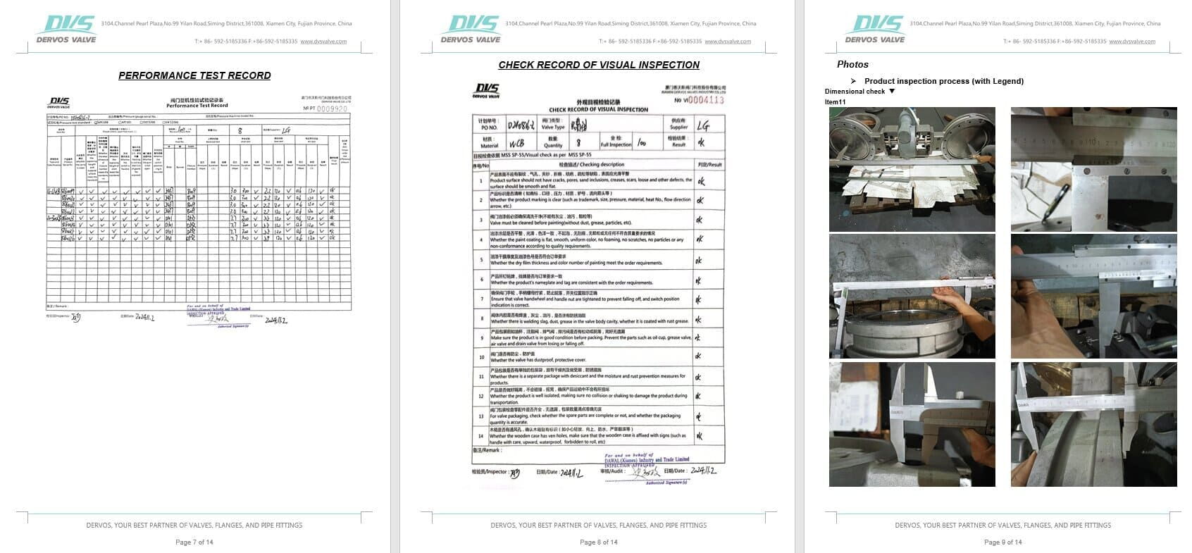 Inspection Report for Butterfly Valve