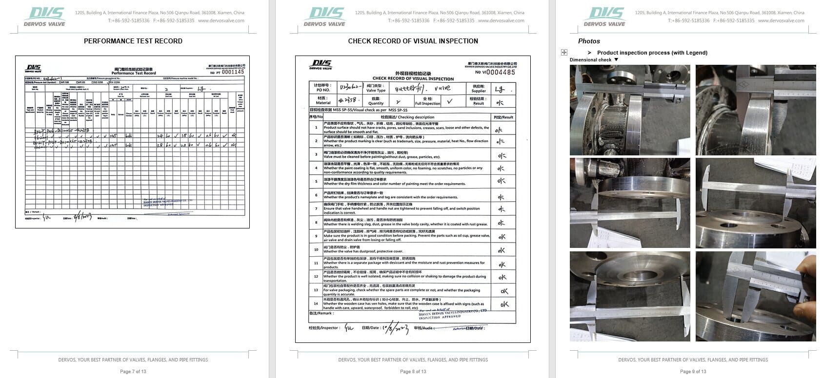 Inspection Report for Butterfly Valve