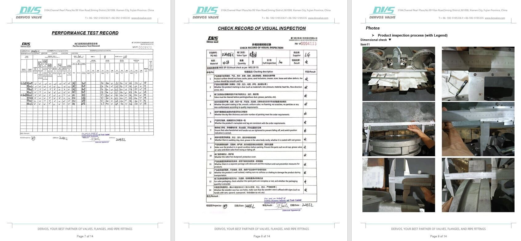 Inspection Report for Butterfly Valve