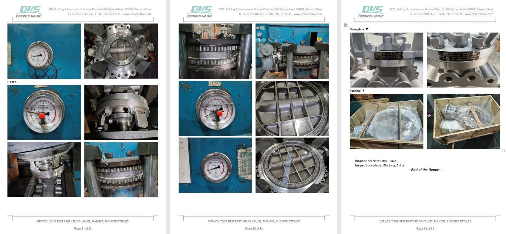 Inspection Report for Butterfly Valve