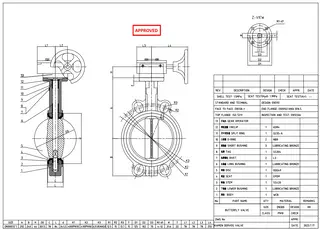 Technical Drawing for Butterfly Valve