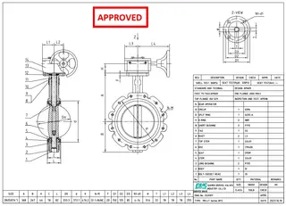 Technical Drawing for Concentric Butterfly Valve