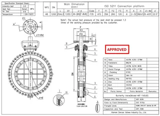 Technical Drawing for Triple Eccentric Butterfly Valve
