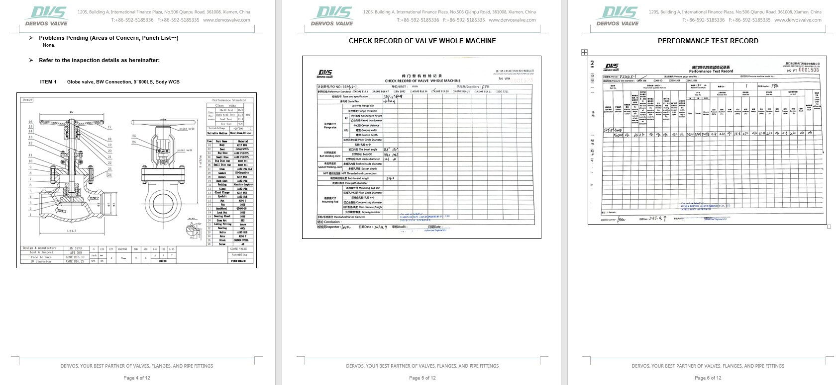 Inspection Report for Globe Valve