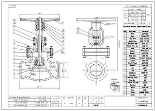 Technical Drawing for Globe Valve