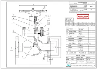 Technical Drawing for Globe Valve