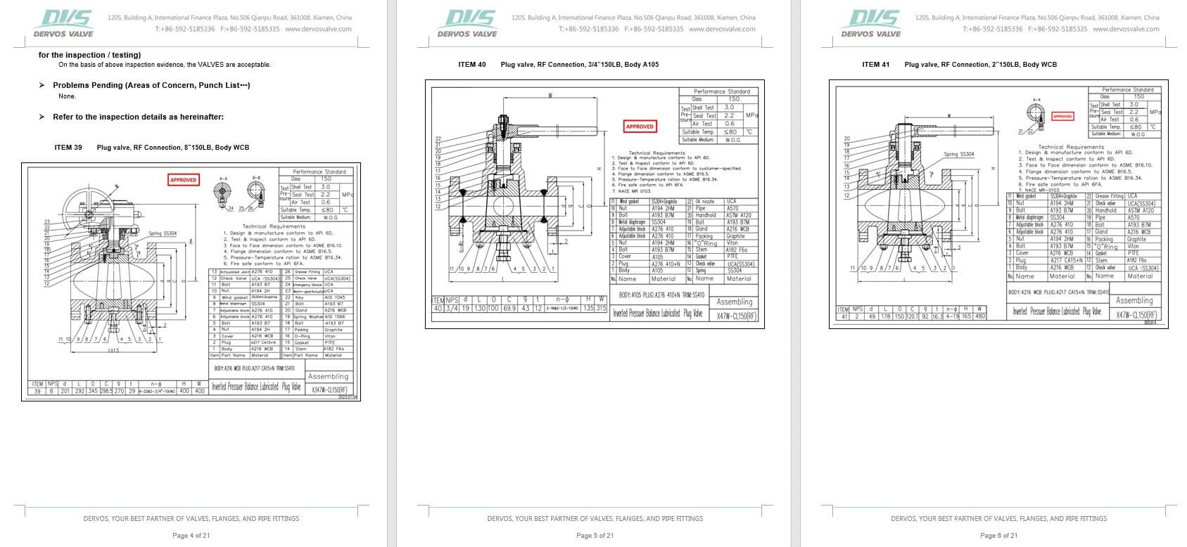 Inspection Report for Plug Valve