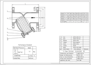Technical Drawing for Y Strainer