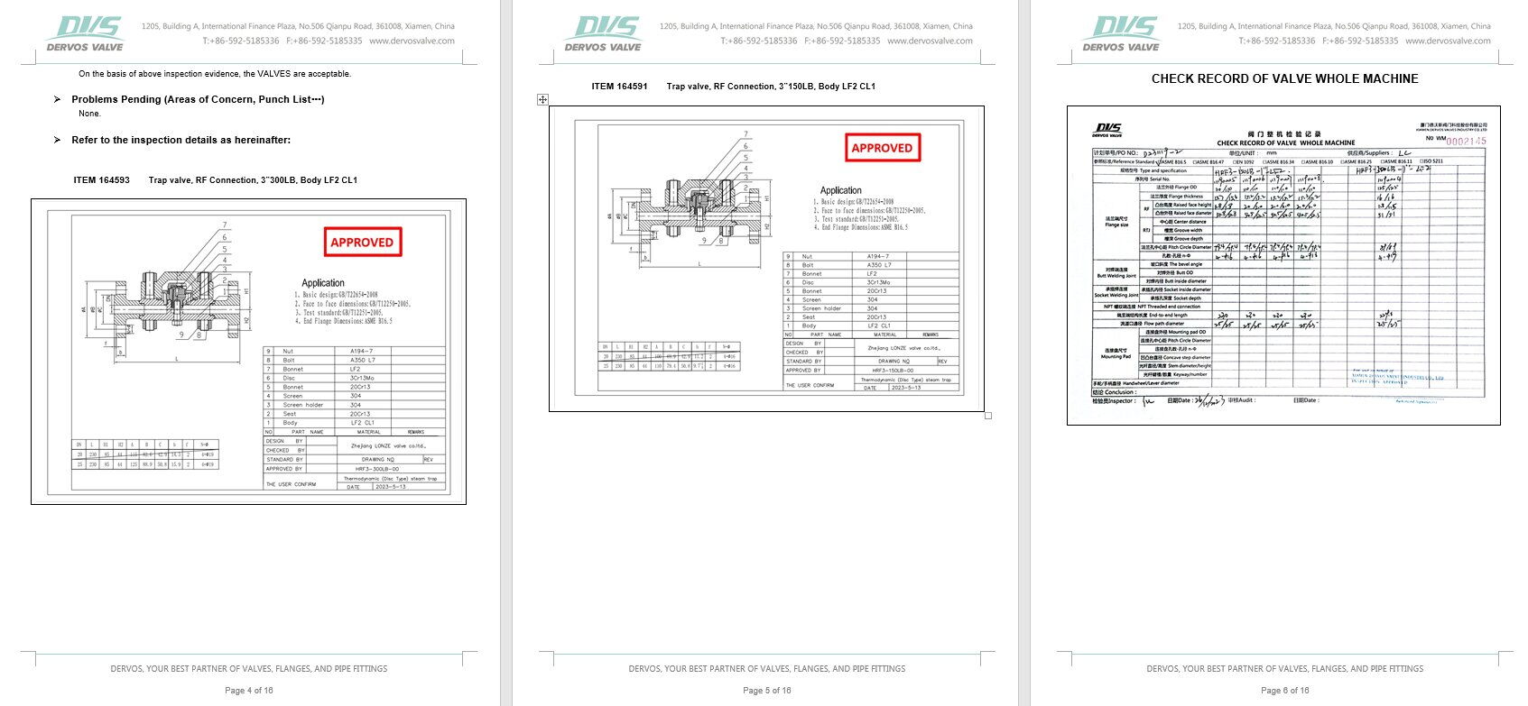Inspection Report for Steam Trap Valve