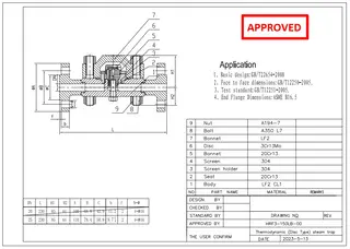 Technical Drawing for Steam Trap Valve