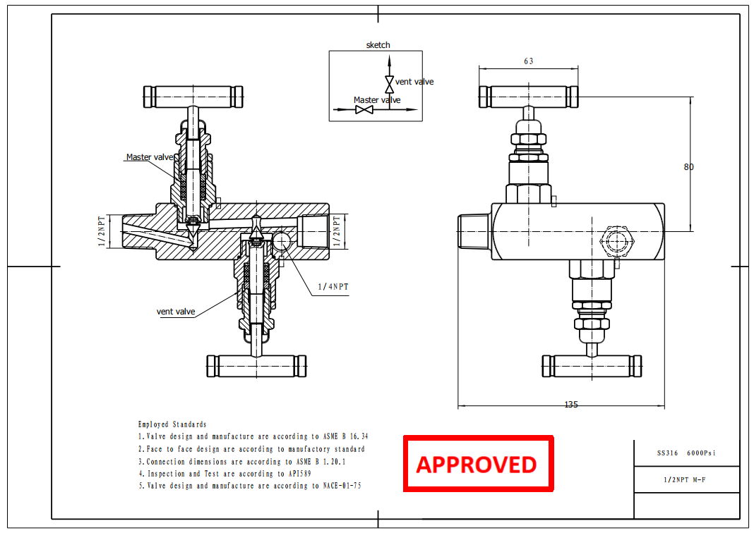 Technical Drawing for Needle Valve