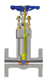 Integral Flanged Bellows Sealed Gate Valve, A105N, Class 150, 1 In