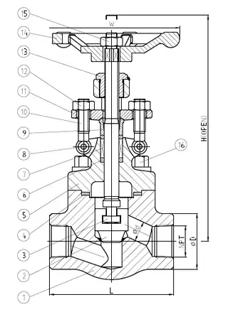 Forged Steel Globe Valve, A105N, 1/2 - 2 Inch, Class 800 LB, NPT