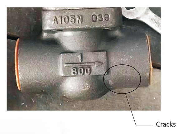 Evident Cracks in Forged Valve Surface