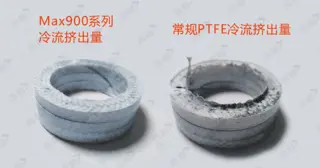 Comparison of Cold Flow Extrusion Volumes MAX900 vs. Standard PTFE Packings
