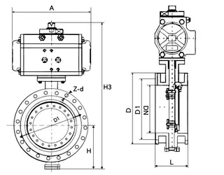 Pneumatic Actuated Butterfly Valve Structural Diagram
