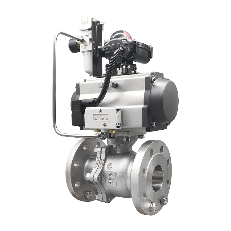 Pneumatic Actuated Ball Valve, A351 CF8, DN65, PN16, Flanged