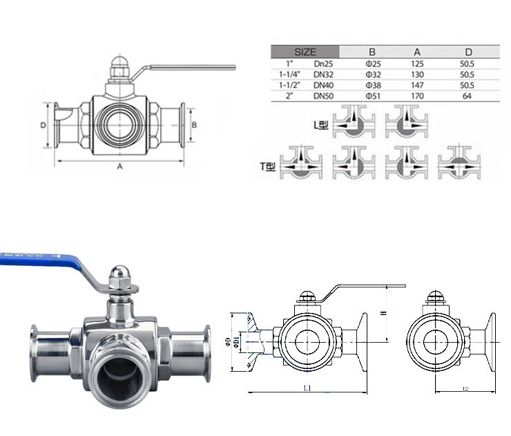 Quick-assembly 3-way Ball Valve Design Drawing