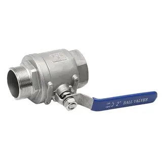 2-Piece Threaded Ball Valve, SS 304, 2 Inch, 1000 WOG, Lever
