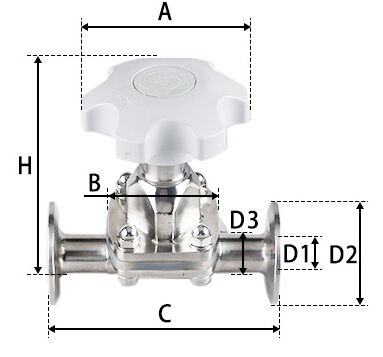 Food Grade Diaphragm Valve Dimension Diagram