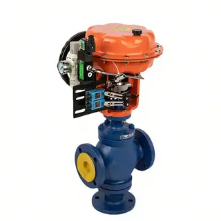 ASTM A216 WCB 3-Way Control Valve, DN50, PN16, Pneumatic, RF