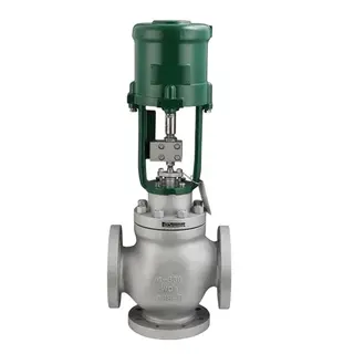 Electric 3-way Control Valve, WCB, 4 IN, CL300, Double Seated