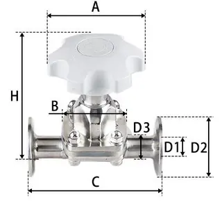 Food Grade Diaphragm Valve Dimension Diagram