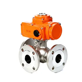 Electric 3-Way Ball Valve, L/T Port, SS 304/316L, DN15-DN300