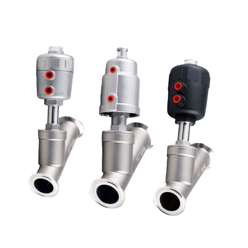 Stainless Steel Angle Seat Valve, DN15-DN80, PN16, Pneumatic