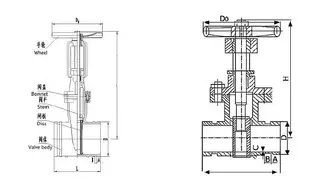 Grooved Gate Valve Design Drawing