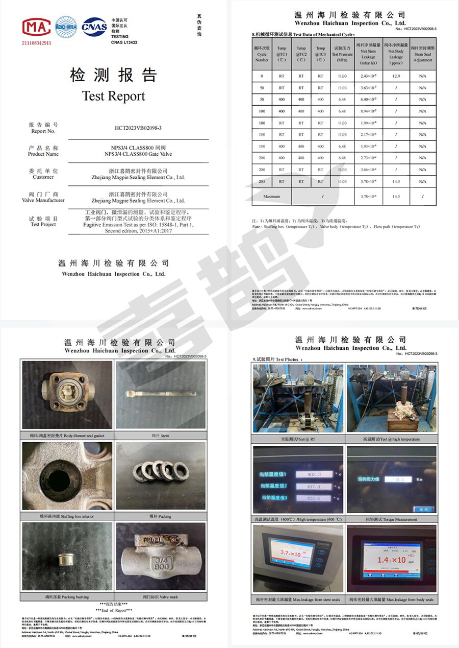 Type Test Report for 0.75-Inch Gate Valve According to ISO 15848-1 at 400°C
