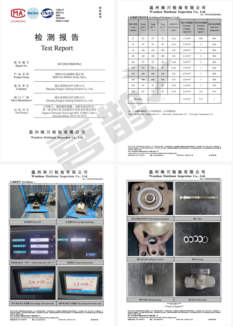 Type Test Report for 1-Inch Globe Valve According to ISO 15848-1 at 400°C