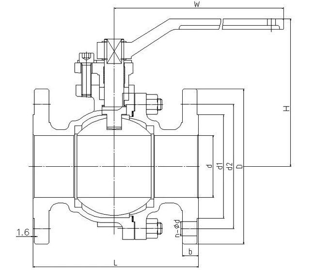 2 Piece Floating Ball Valve Design Drawing