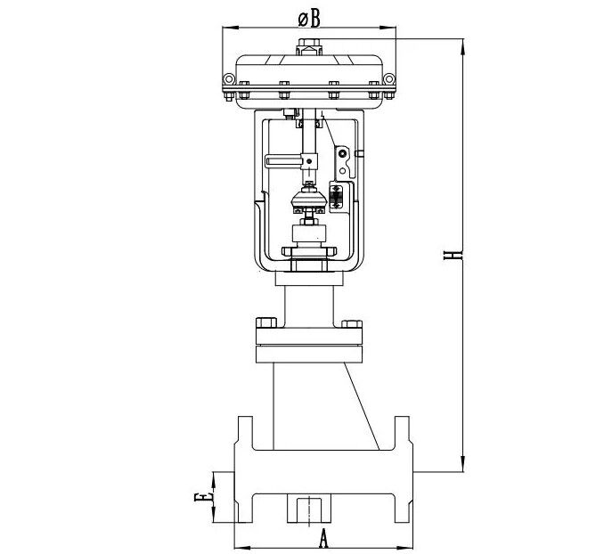 Fluorine Lined Single Seated Control Valve Design Drawing