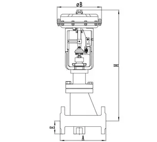 Fluorine Lined Single Seated Control Valve Design Drawing