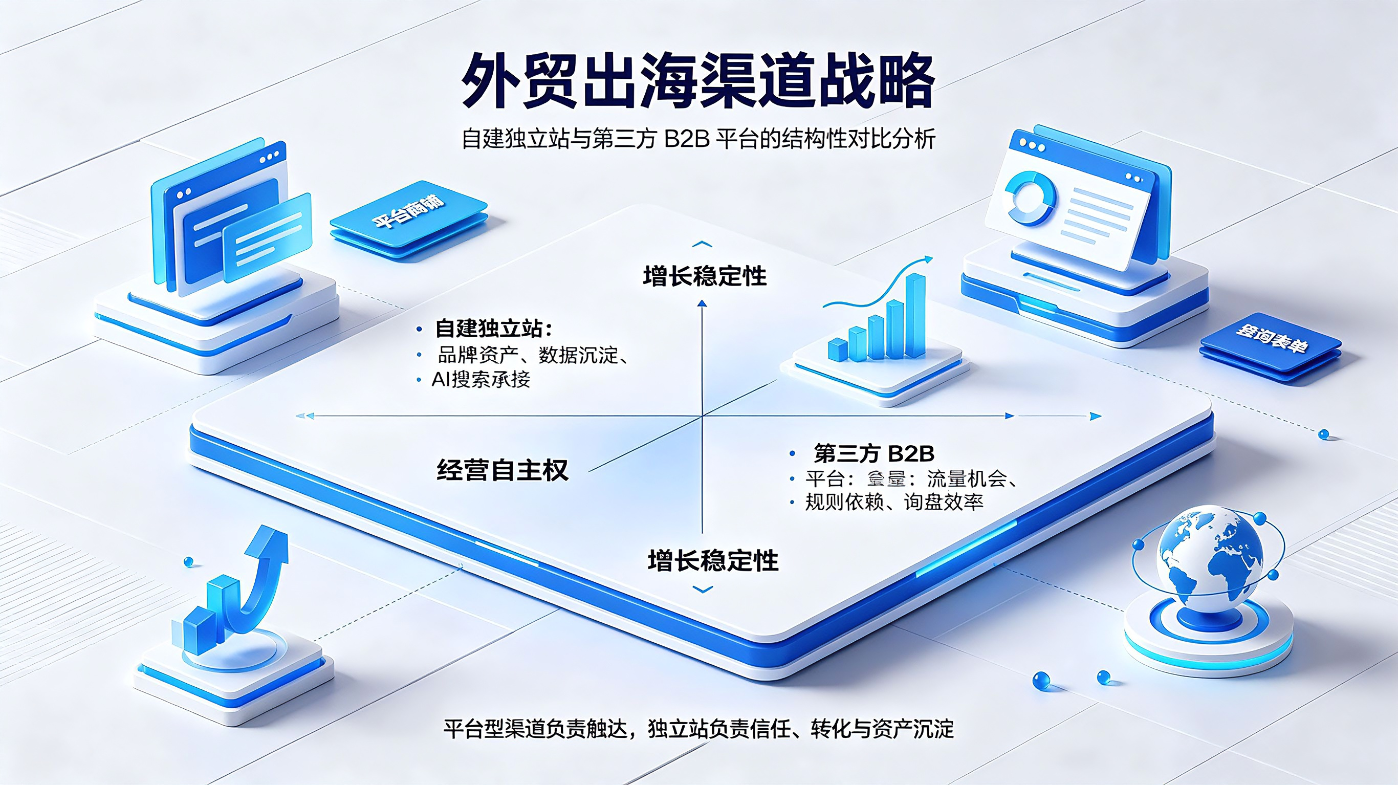 外贸出海渠道战略：自建独立站与第三方 B2B 平台的结构性对比分析