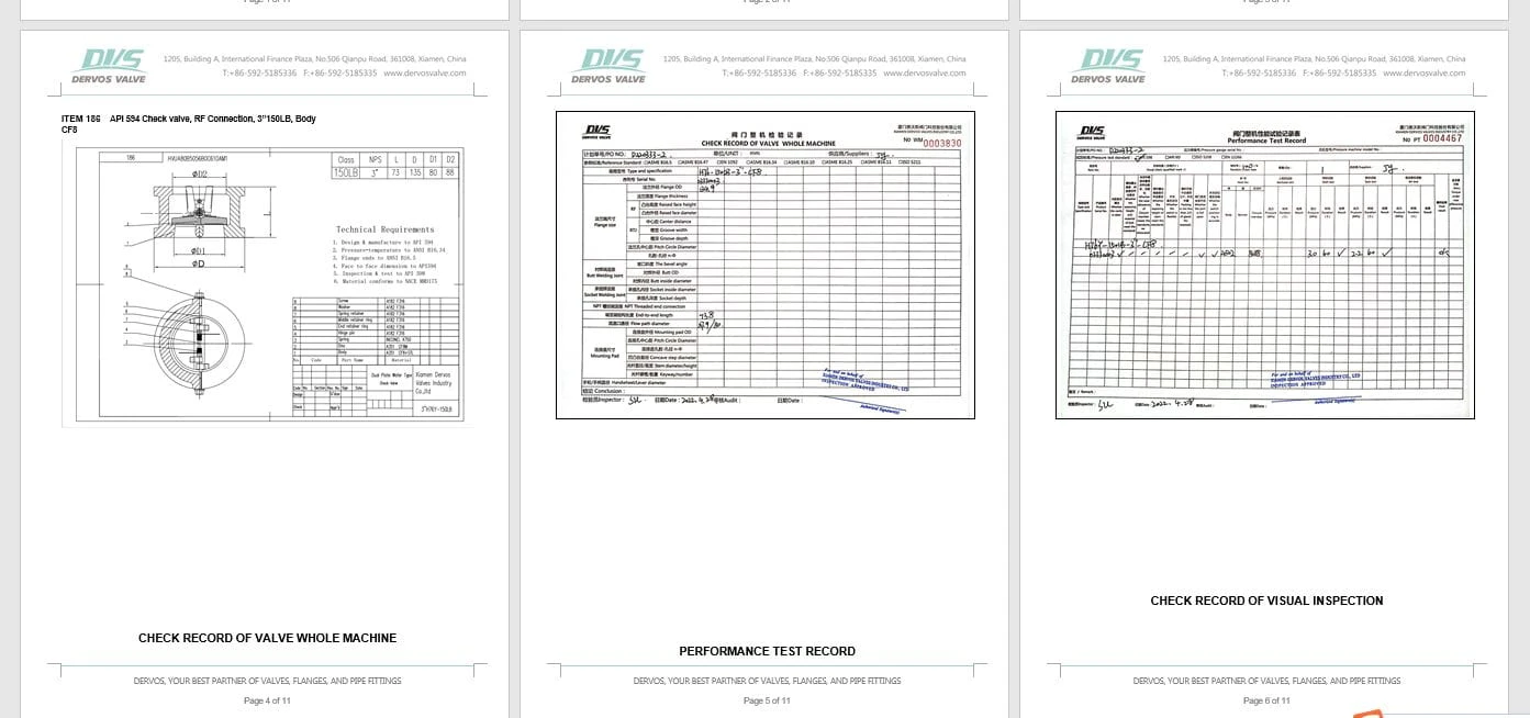 API 594 Dual Plate Wafer Check Valve, CF8, 3 Inch, 150 LB - Dervos
