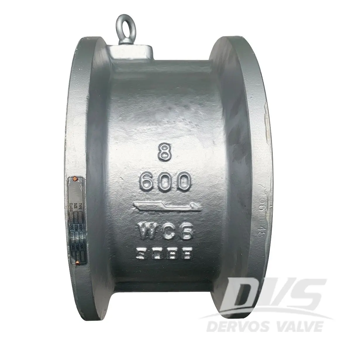 ASTM A217 WC6 Dual Plate Check Valve, Wafer, 8 Inch, 600 LB Dervos