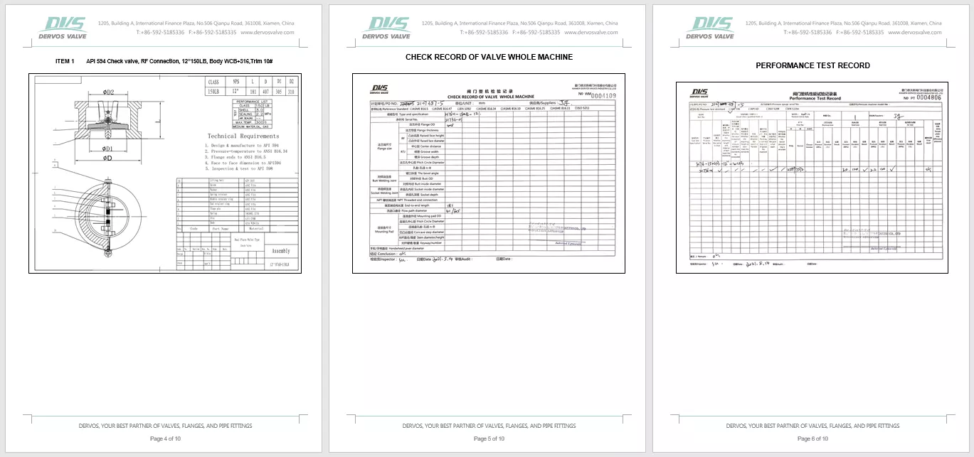 API 594 Dual Plate Wafer Check Valve, 12 Inch, 150 LB, RF - Dervos