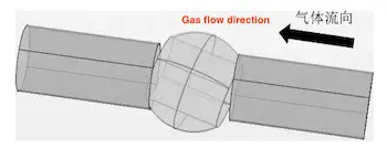 Three-dimensional diagram of valve not fully open