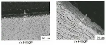 Microstructure morphology of the inner surface of sample No. 2 and sample No. 4