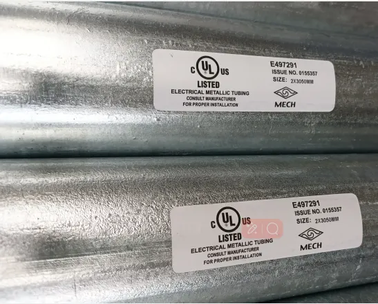 Galvanized Steel Electrical Metallic Tubing, UL Listed