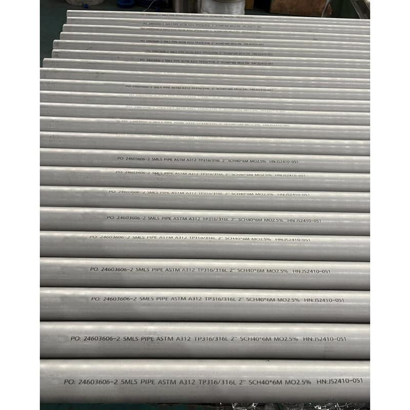 ASTM A312 TP316 Steel Pipes, ASME B36.19, 2 IN, 6 M, SCH 40